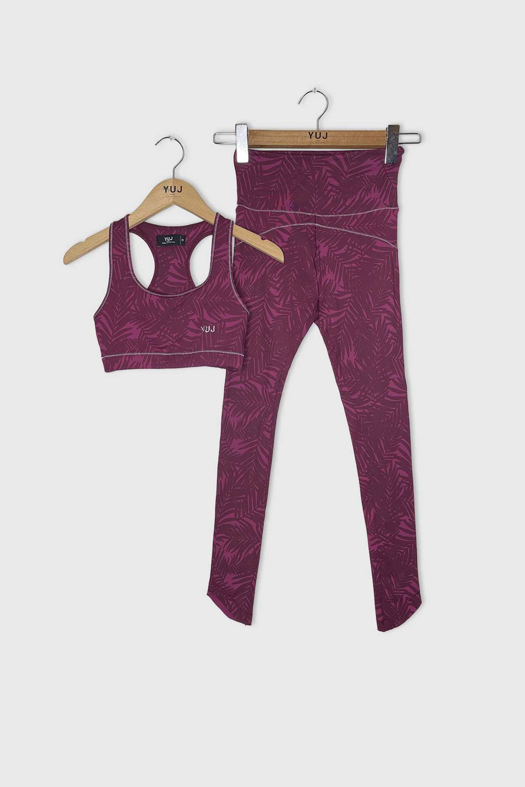 #441 - Ensemble Brassière + Legging PALM Fushia // Taille S YUJ - Maison de pleine conscience