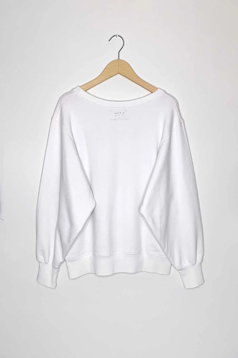 #475 - Sweat blanc GOOD VIBES DEALER // Taille S YUJ - Maison de pleine conscience